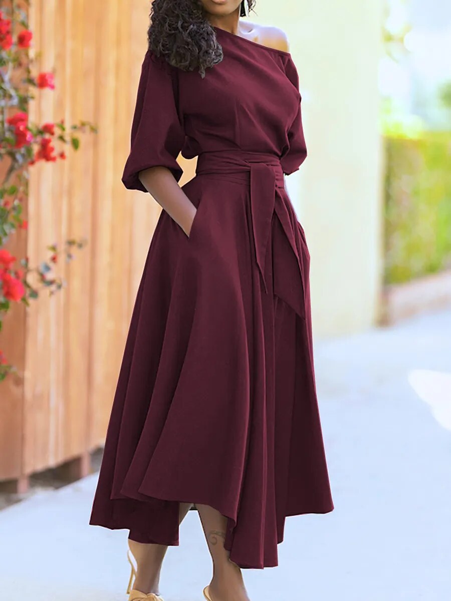 Drune - Kleid mit Schnürung und Laternenärmeln