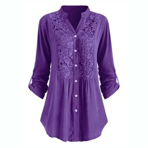 Drune | Lange Bluse mit Spitzenmotiv für Damen