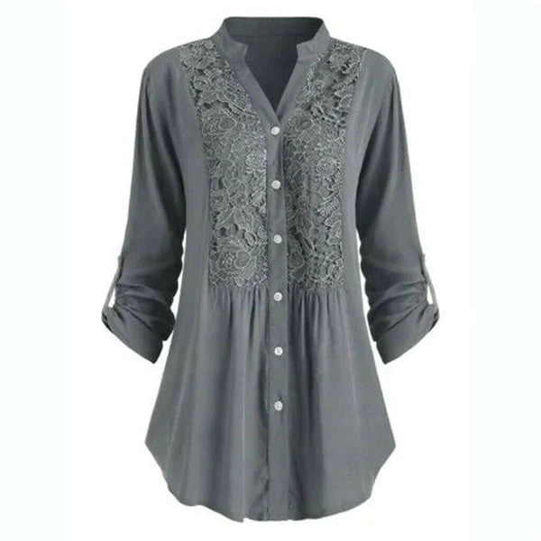 Drune | Lange Bluse mit Spitzenmotiv für Damen