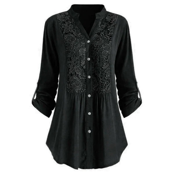 Drune | Lange Bluse mit Spitzenmotiv für Damen