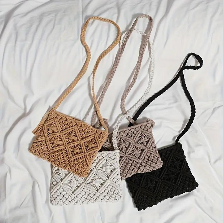 Drune | Häkeltasche, Quaste, gewebt, Crossbody Bag, Umhängetasche