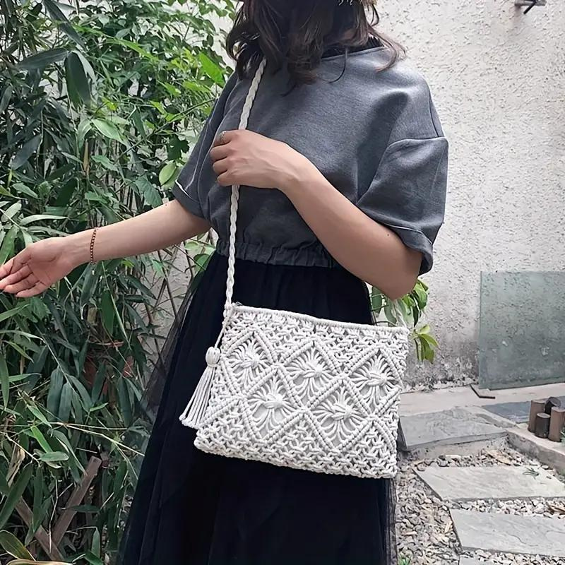 Drune | Häkeltasche, Quaste, gewebt, Crossbody Bag, Umhängetasche