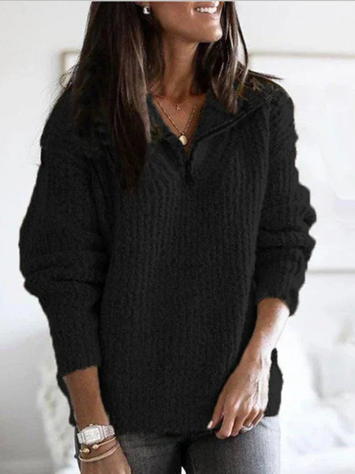Drune | Halber Reißverschluss Pullover für Frauen - Lässiger Schnitt