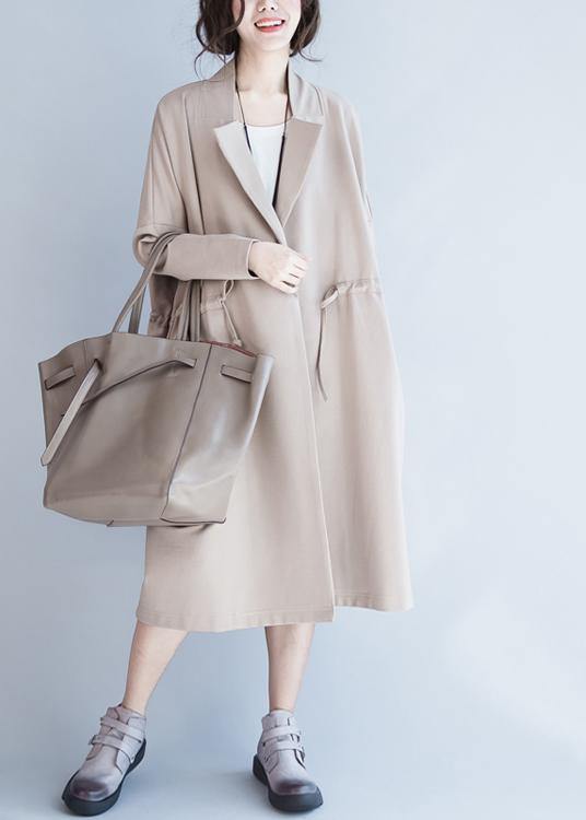 Drune | beige Mode Tunika Mäntel Design Notched Kordelzug Damenmäntel