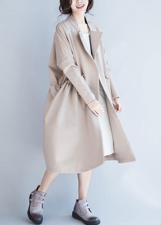 Drune | beige Mode Tunika Mäntel Design Notched Kordelzug Damenmäntel