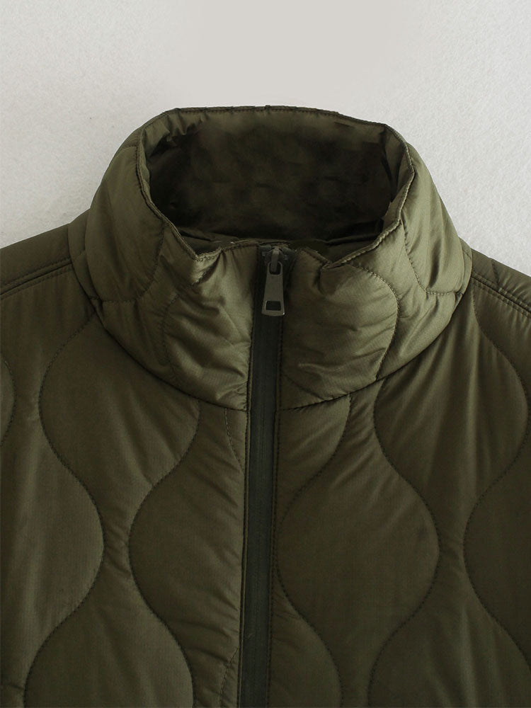 Drune | Damen Wattierte Winterjacke mit Kurzen Ärmeln und Hohem Kragen