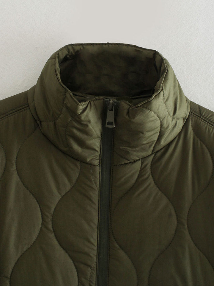 Drune | Damen Wattierte Winterjacke mit Kurzen Ärmeln und Hohem Kragen