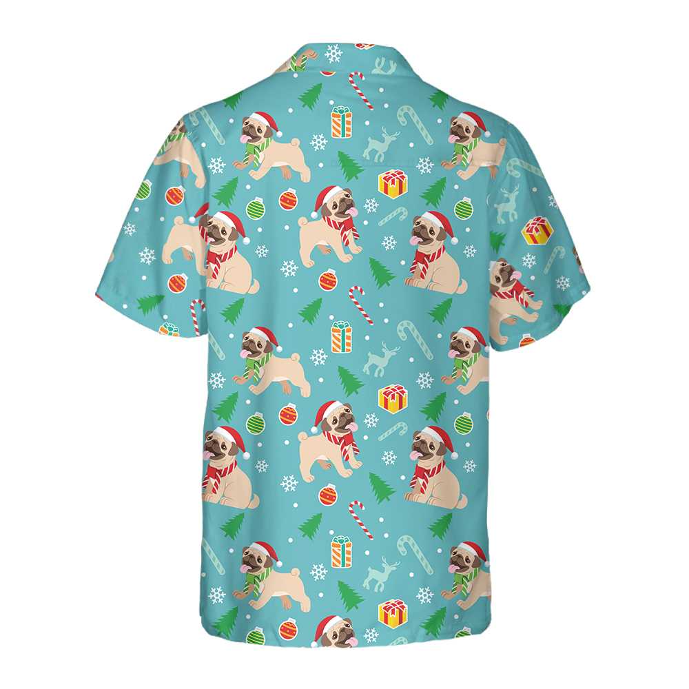 Drune | Fröhliches Mops Hund Weihnachten Hawaiian Shirt, Lustiges Mops Weihnachten Shirt