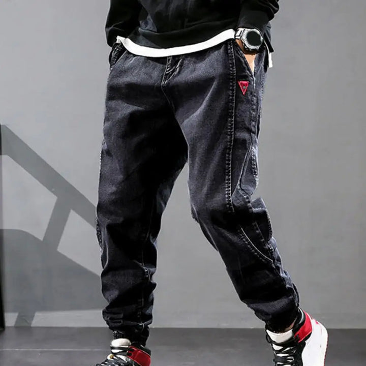 Drune | Jeans Jogger - Bequeme Denim-Sweathose mit Tunnelzug & elastischem Beinabschluss