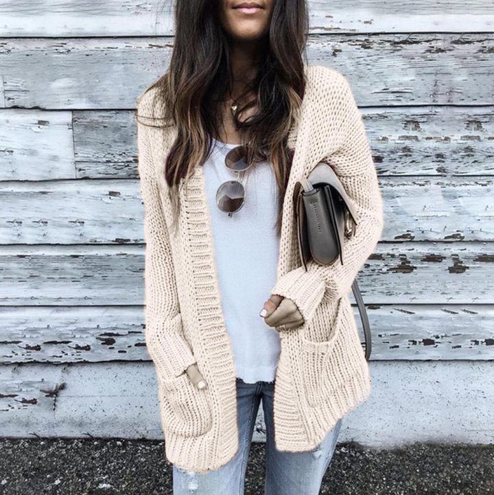 Drune | Damen Strickcardigan mit langen Ärmeln und Taschen