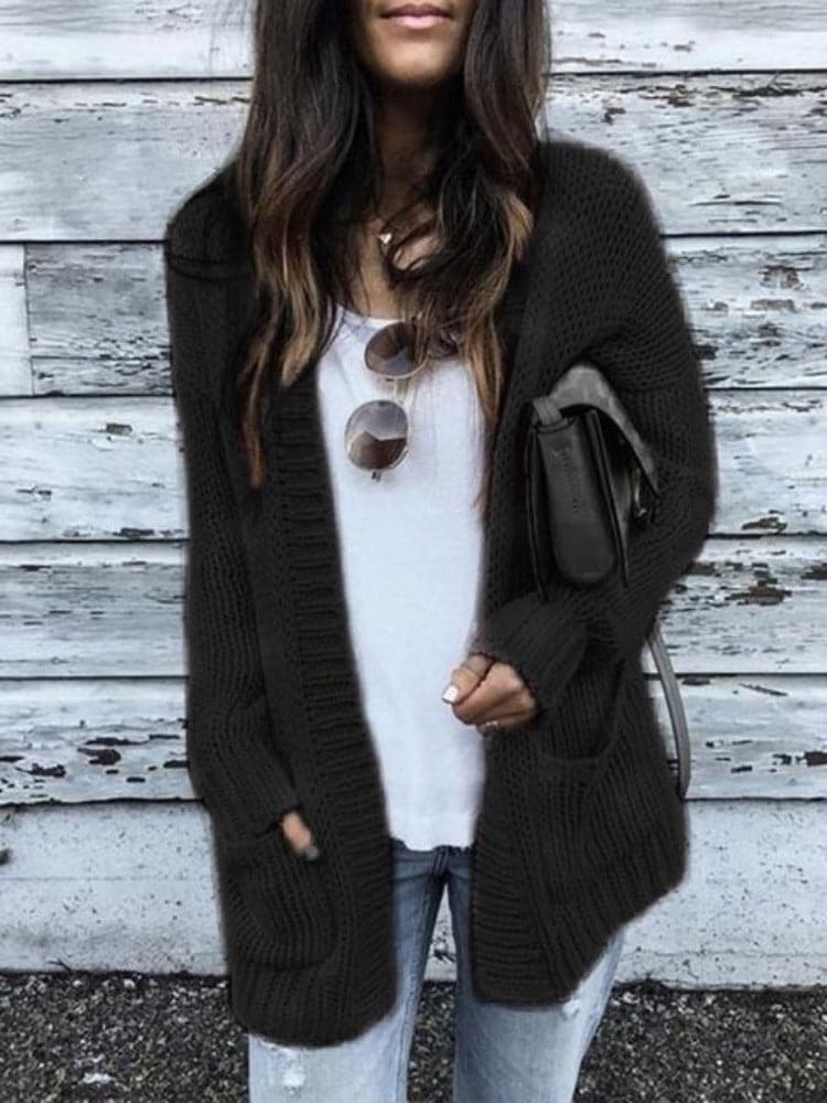 Drune | Damen Strickcardigan mit langen Ärmeln und Taschen