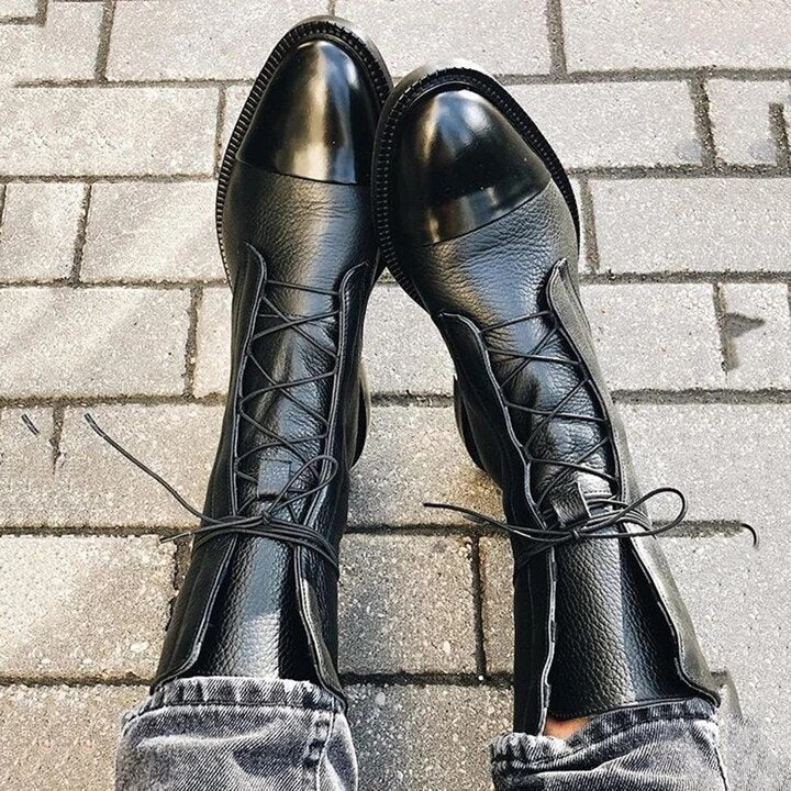 Drune | Leder mittelwaden Schnürstiefel Zweifarbige Kappenstiefel