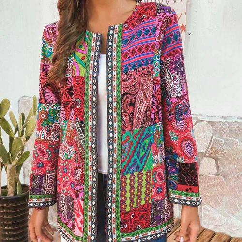 Drune | Damen Blumenmuster Leichte Jacke (Größen für Übergewichtige Verfügbar)