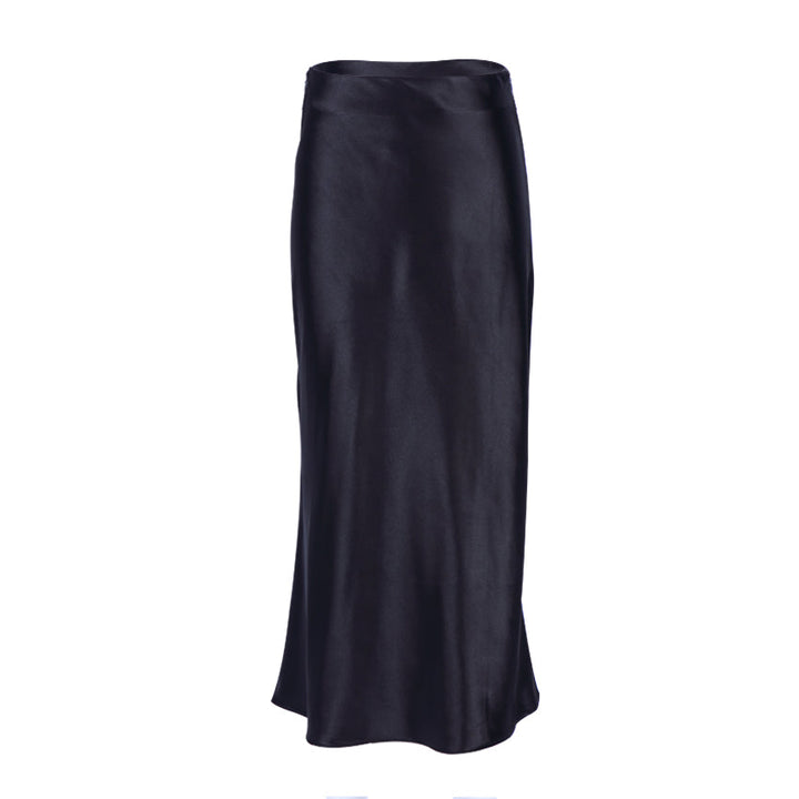 Drune | Hochgeschnittener Langer Rock aus Satin-Seide für Frauen