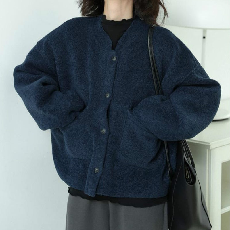 Drune | Lässig Lang Ärmel Taschen Blau Jacke