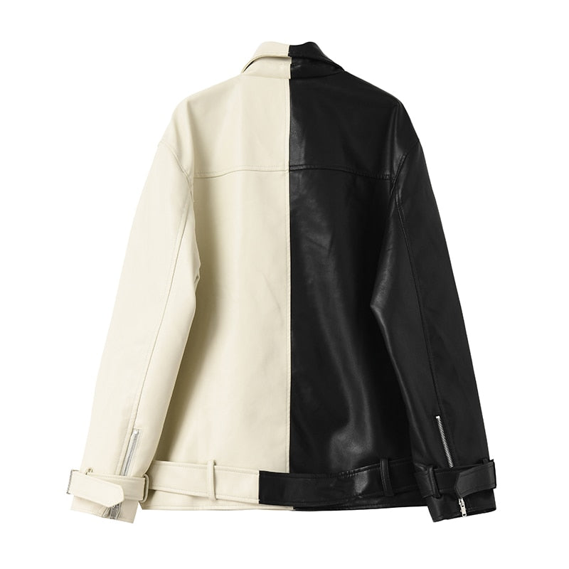 Drune | Zweifarbige Lederjacke für Damen