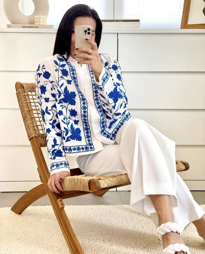 Drune - Geblümte Strickjacke
