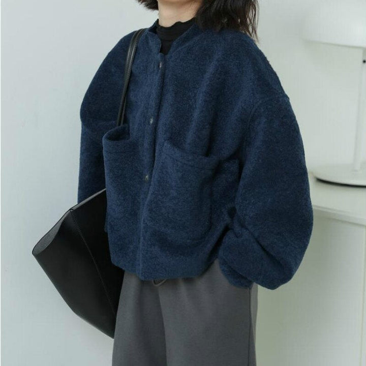Drune | Lässig Lang Ärmel Taschen Blau Jacke