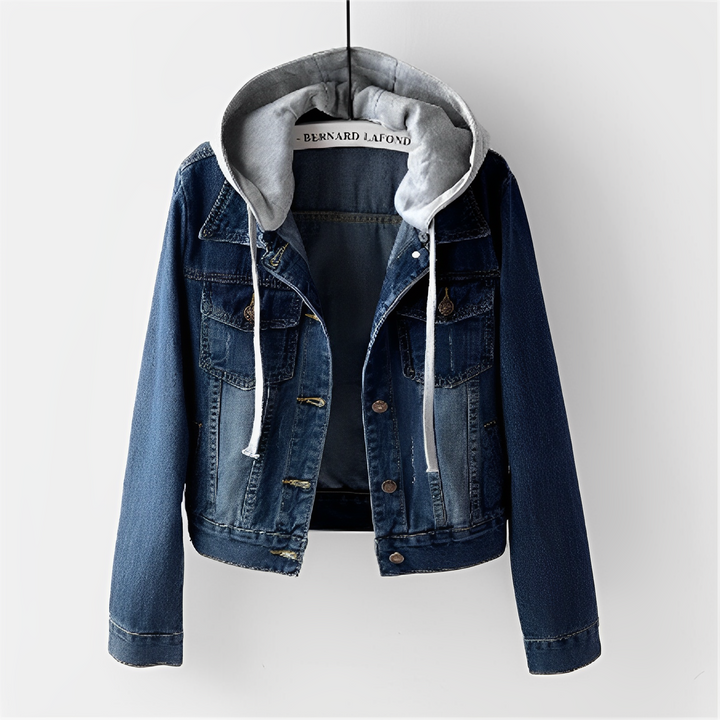 Drune | Lange Ärmel Jeansjacke mit Abnehmbarer Kapuze für Damen