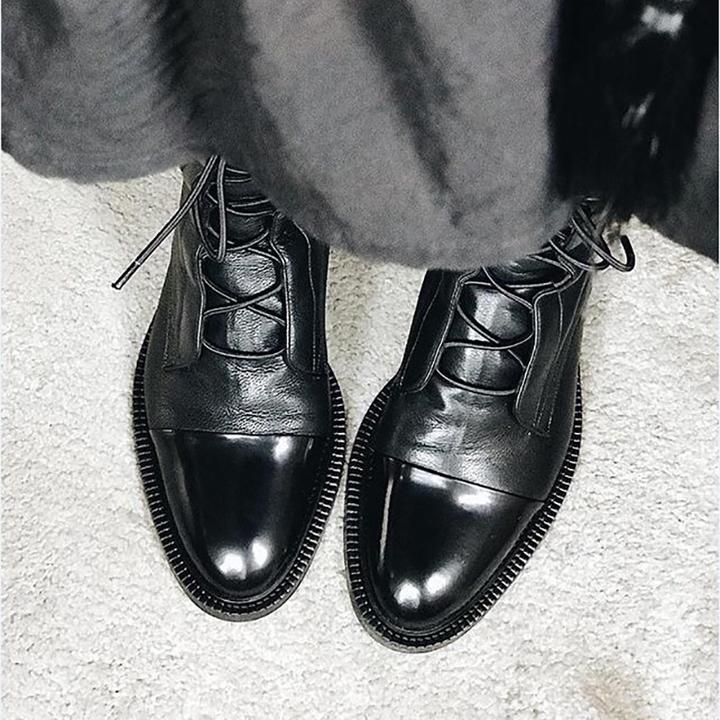 Drune | Leder mittelwaden Schnürstiefel Zweifarbige Kappenstiefel