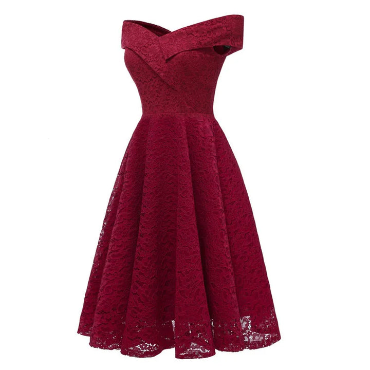 Drune | Schulterfreies, Formelles Midikleid Mit Plissee