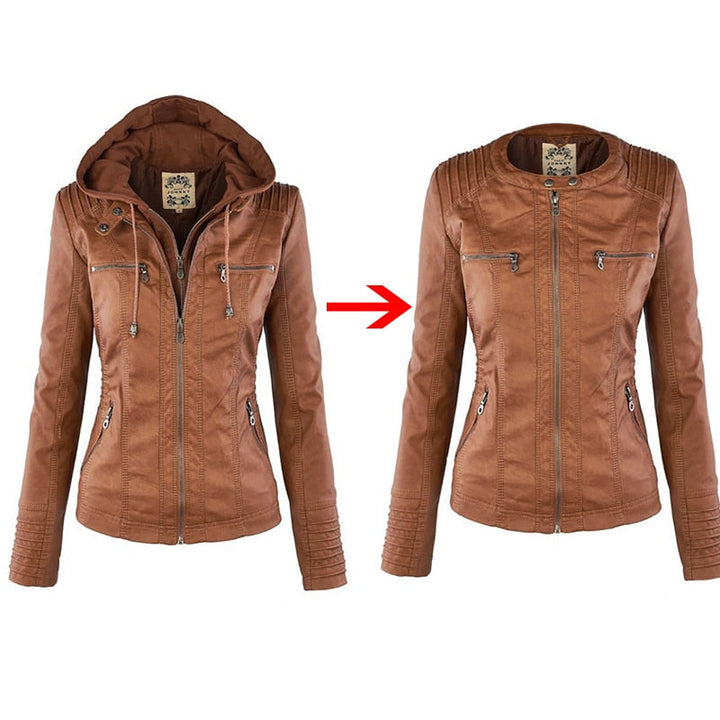 Drune | Lederjacke mit Kapuze für Damen