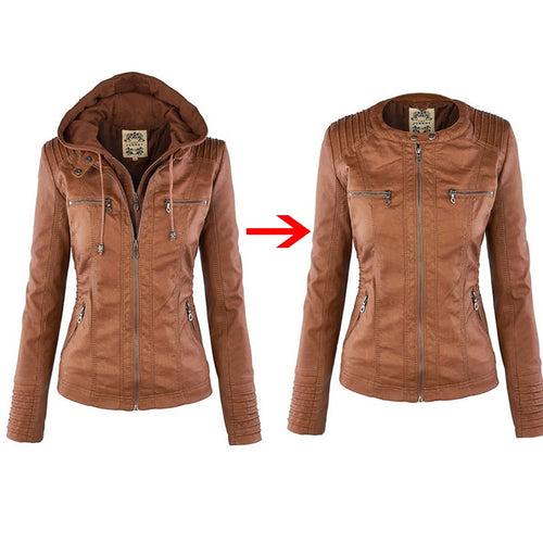 Drune | Lederjacke mit Kapuze für Damen