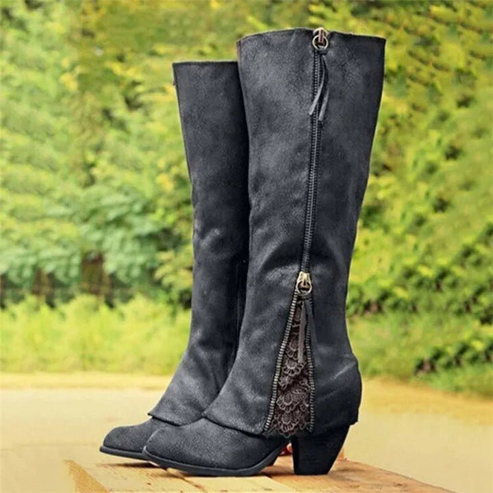 Drune - Vintage High Heel Stiefel mit klobigem Absatz