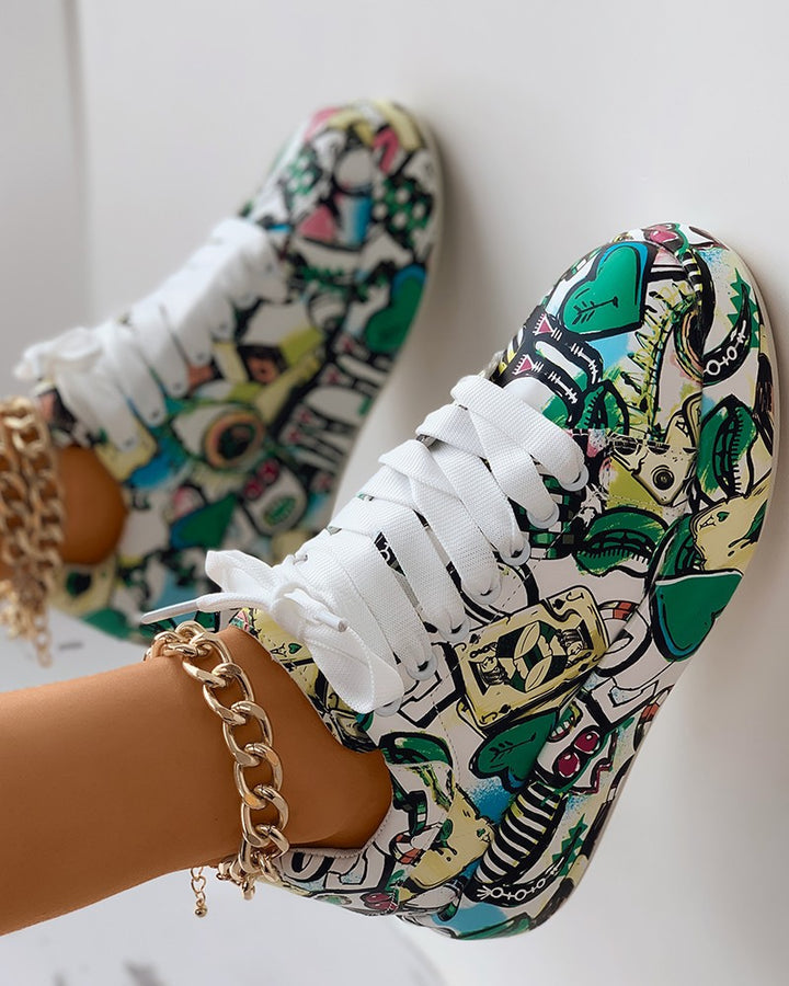 Drune | Lässige Sneakers im Graffiti-Stil für Frauen