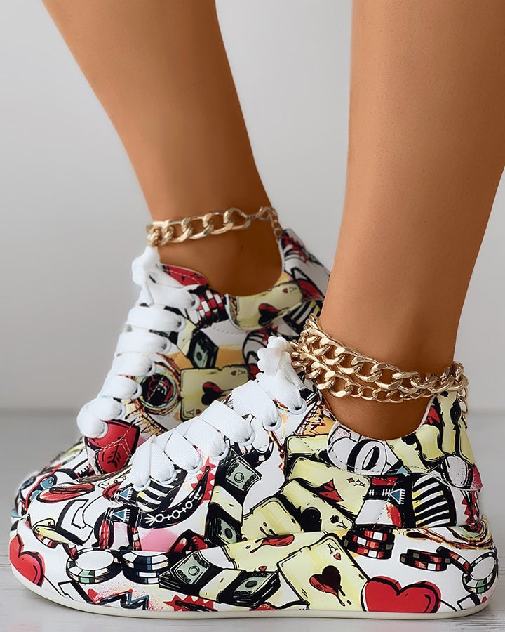 Drune | Lässige Sneakers im Graffiti-Stil für Frauen