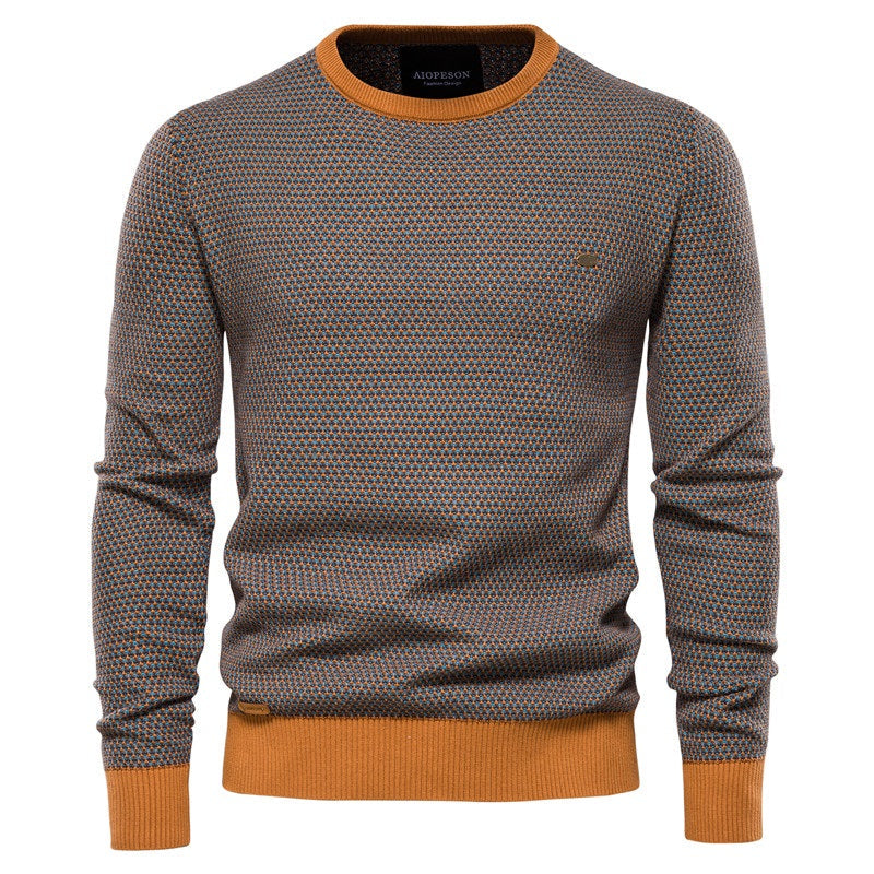 Drune | Geometrisch Gemusterter Pullover Weiche Baumwollmischung Stilvoll und Gemütlich