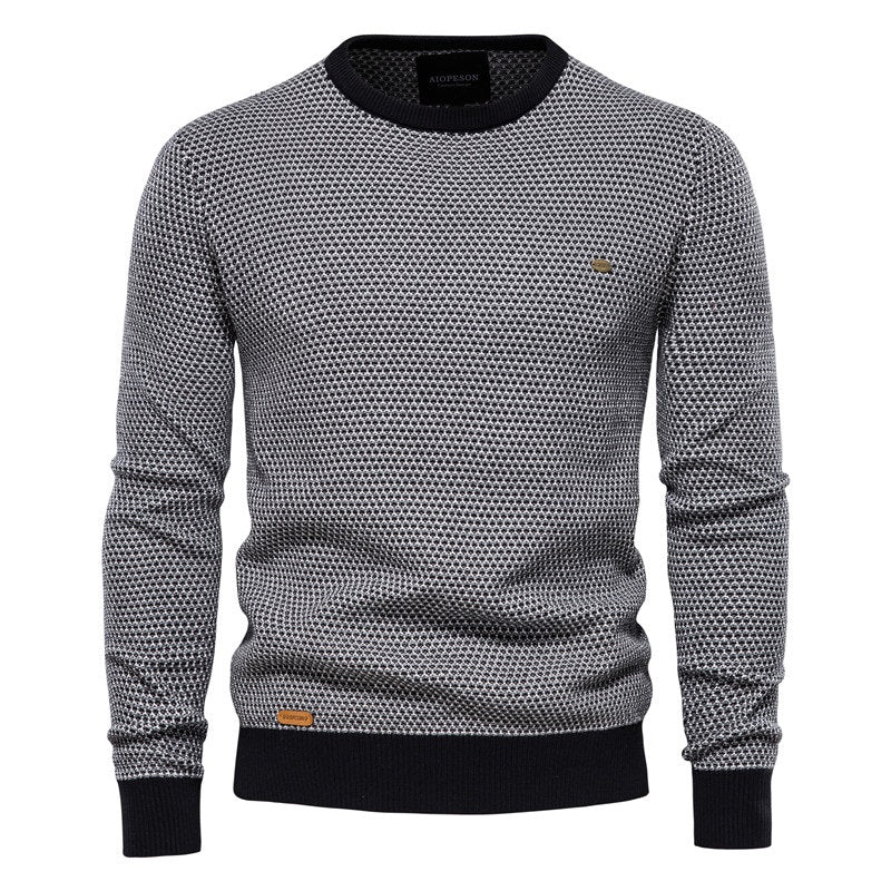 Drune | Geometrisch Gemusterter Pullover Weiche Baumwollmischung Stilvoll und Gemütlich