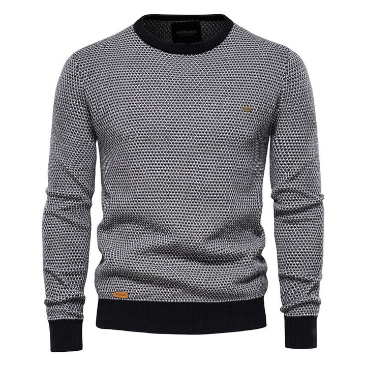 Drune | Geometrisch Gemusterter Pullover Weiche Baumwollmischung Stilvoll und Gemütlich