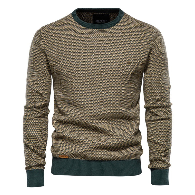 Drune | Geometrisch Gemusterter Pullover Weiche Baumwollmischung Stilvoll und Gemütlich