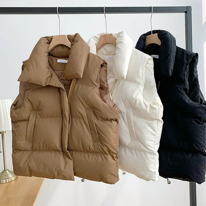 Drune | Weste für Frauen - Dick gefütterte Daunenweste im lockeren Harajuku-Stil