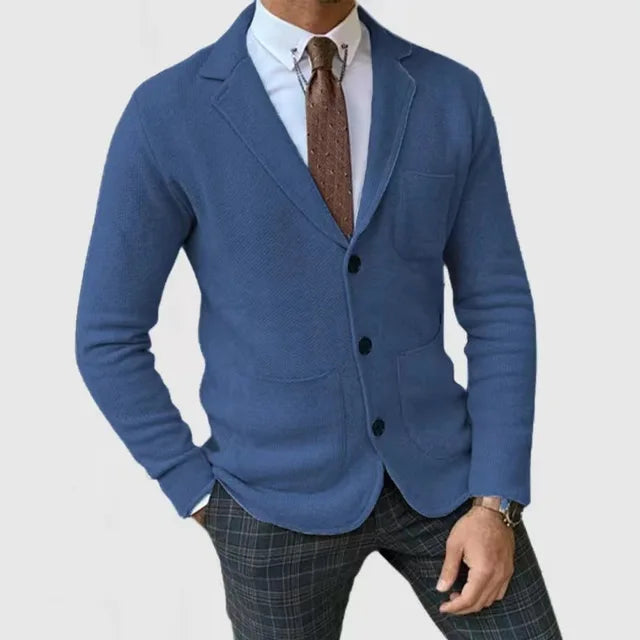 Drune | Blazer Slim Fit Weicher Stretchstrick Einreihig Klassischer Schnitt