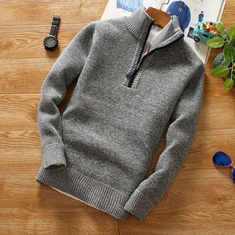 Drune | Pullover - Gestrickter Halb-Reißverschluss Kragen