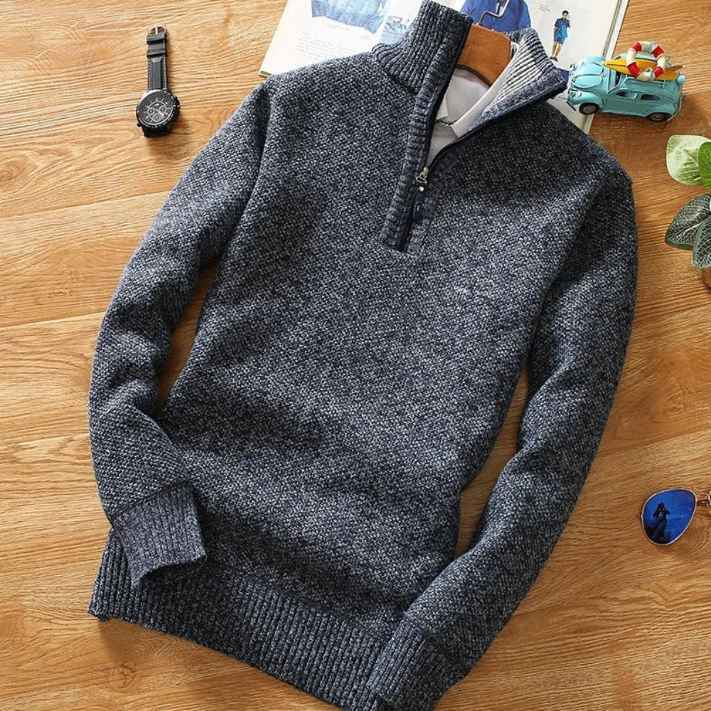 Drune | Pullover - Gestrickter Halb-Reißverschluss Kragen