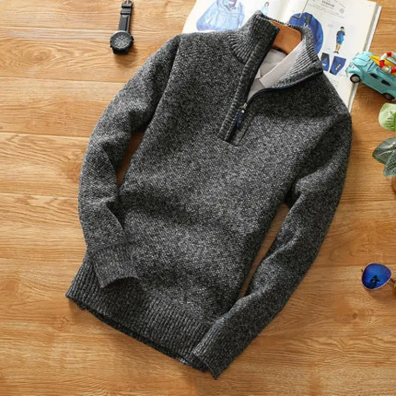 Drune | Pullover - Gestrickter Halb-Reißverschluss Kragen