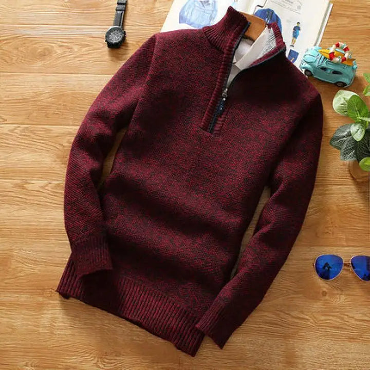 Drune | Pullover - Gestrickter Halb-Reißverschluss Kragen