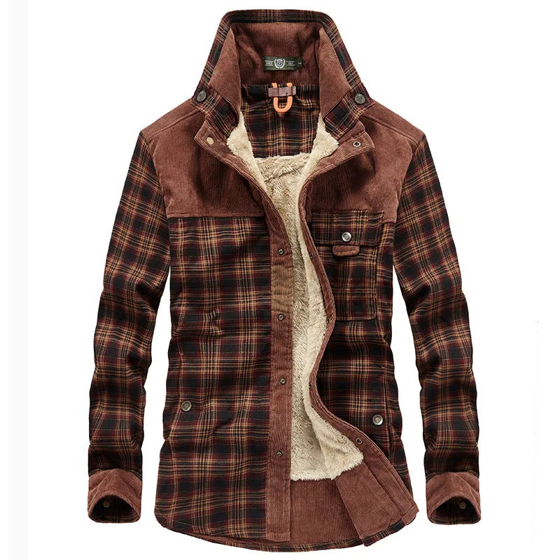 Drune | Kariert Button up Fleecegefütterte Jacke
