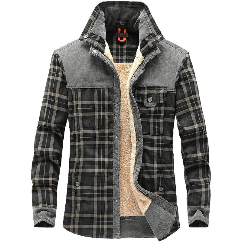 Drune | Kariert Button up Fleecegefütterte Jacke