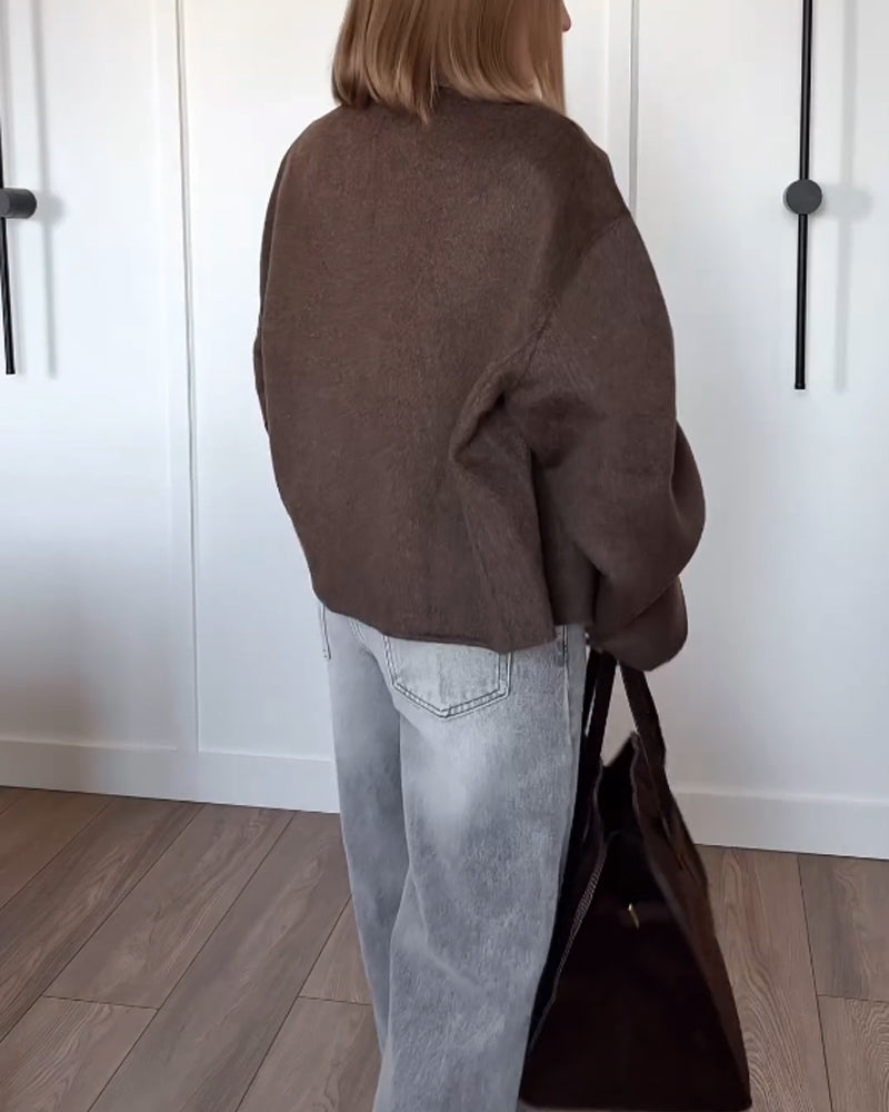 Drune | Zip up Braun Übergröße Jacke Damenjacken
