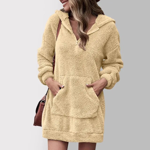 Drune | Fluffy hooded sweater dress