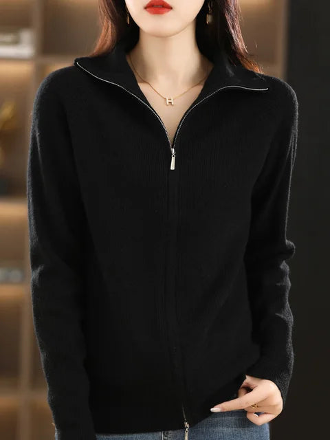 Drune | Zip-Up Sweatshirt - Weicher Strick - Hoher Kragen - Bequem und Stilvoll