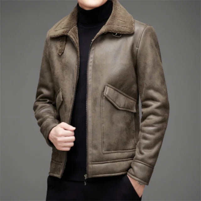 Drune | Rowan - Warme vegane Lederjacke mit Fleece-Fell für Männer