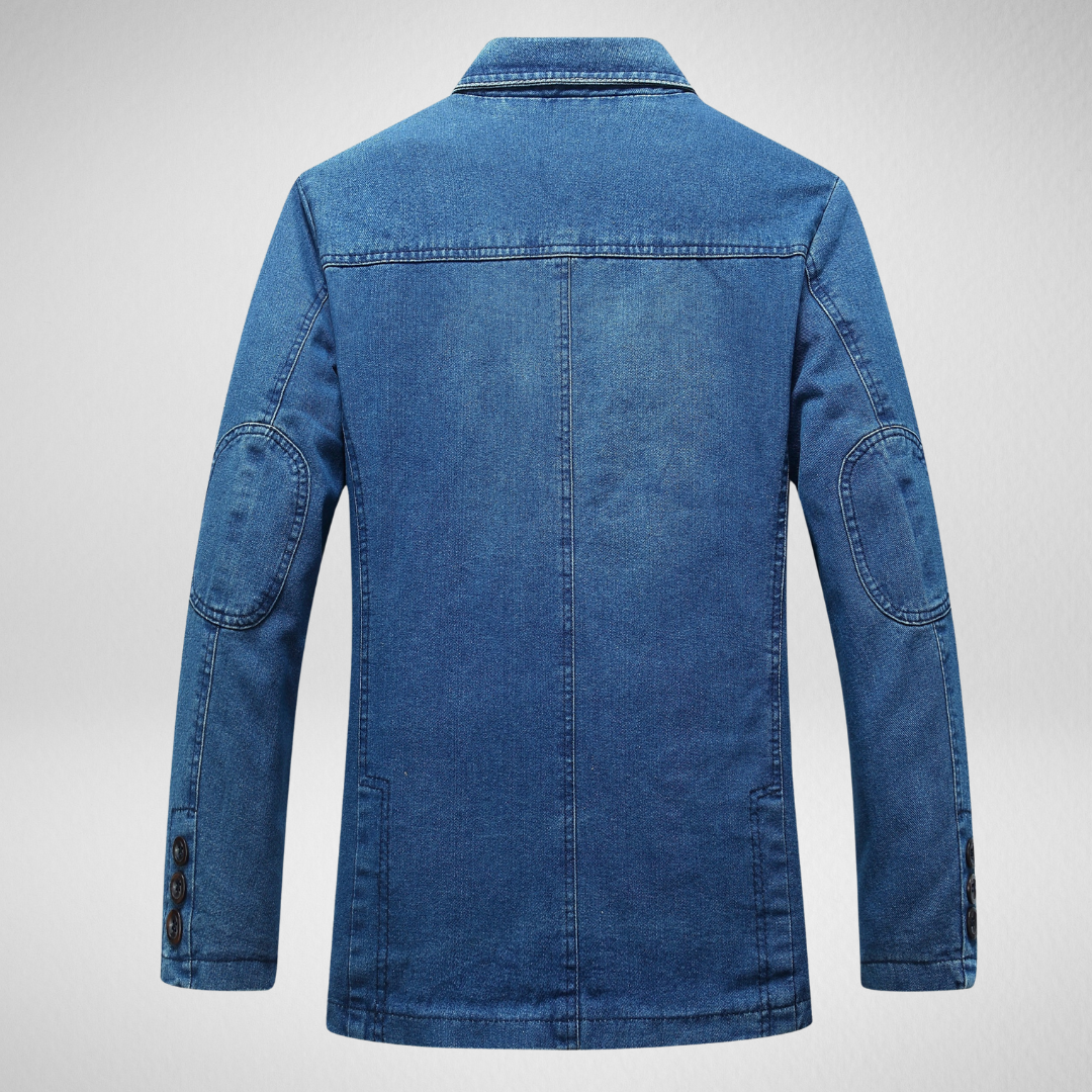 Drune | Jeansblazer im Denim-Stil mit einreihigem Knopfverschluss