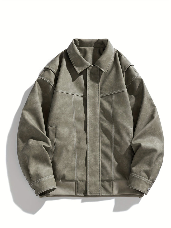 Drune | Kunstlederjacke mit Klappkragen und Taschen