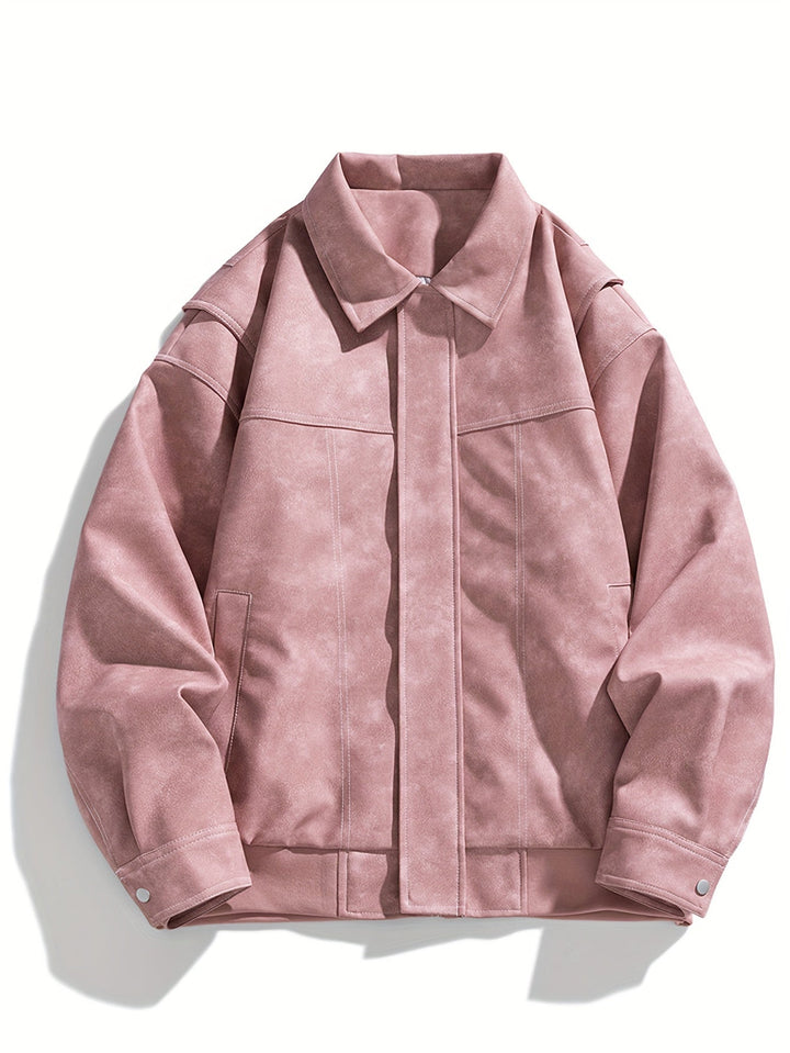 Drune | Kunstlederjacke mit Klappkragen und Taschen