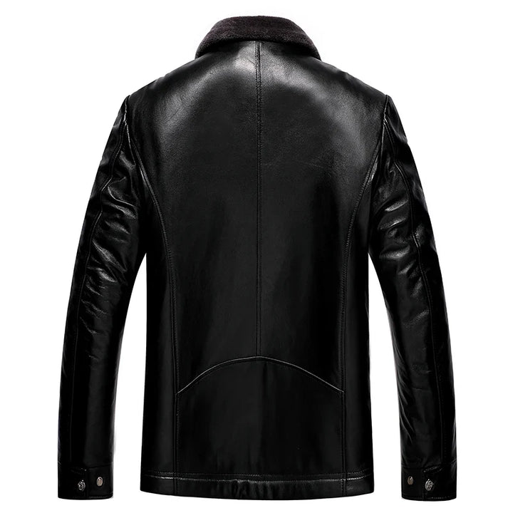 Drune | Lederjacke mit Fleece-Futter und Dickem Fellkragen